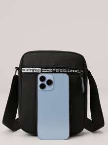 Letter Graphic Square Bag Mini Zipper Black - Black - View 5