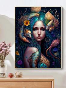 1套ABS DIY鑽石畫無框魚和人物圖形DIY鑽石無框畫用於家居裝飾 - 彩色 - 查看 2