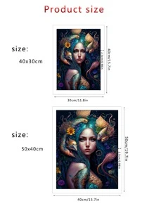 1套ABS DIY鑽石畫無框魚和人物圖形DIY鑽石無框畫用於家居裝飾 - 彩色 - 查看 3