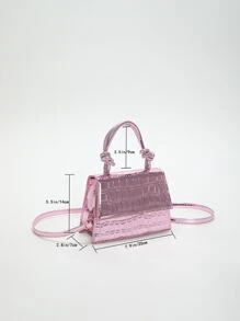 鱷魚壓紋方包迷你翻蓋前衛 - 淺粉色 - 查看 5