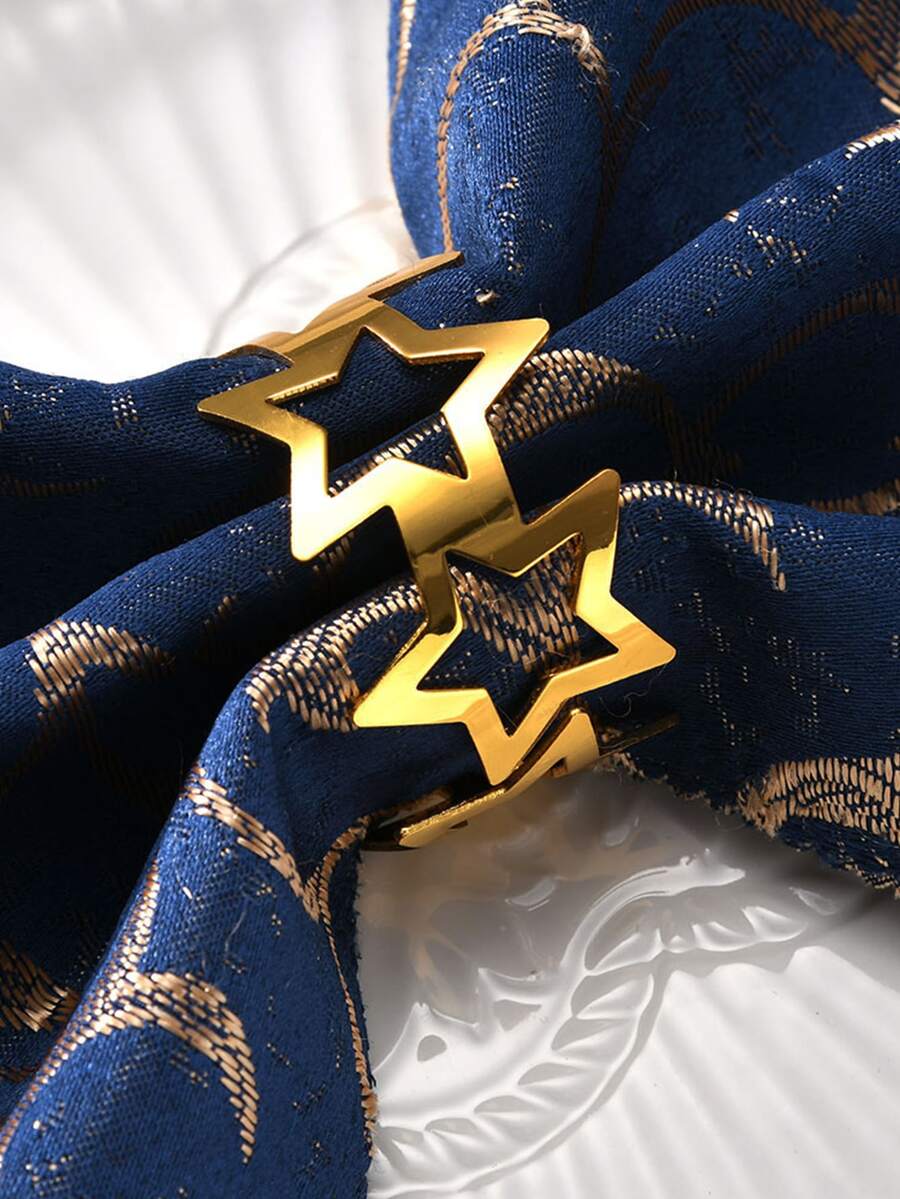 2 piezas con diseño de estrella Servilleta dorado hierro creativo Hebilla de servilleta para doméstico - Dorado - Ver 1
