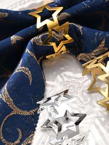 2 piezas con diseño de estrella Servilleta dorado hierro creativo Hebilla de servilleta para doméstico - Dorado - Ver 3