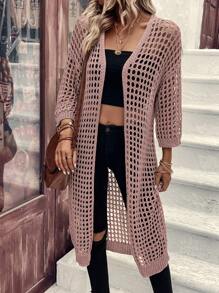 SHEIN LUNE Áo Cardigan khoét vai hở - Bụi hồng - Xem 5