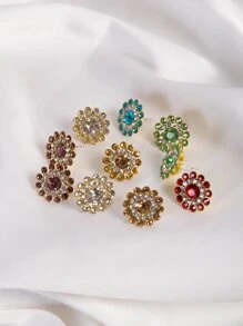 10 件装女士水钻装饰时尚围巾别针百搭时尚，适合女性女孩礼物圣诞节 - 彩色 - 查看 2