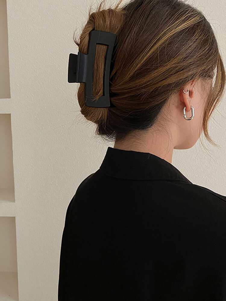 1pc Women's Black Minimalist Large Size 11cm Lightweight Plastic Hair Claw Clip, Fashionable, Versatile, Elegant, Suitable For Daily Outing, Bathing, Washing Face, Makeup, Matching Clothes, Jewelry, Headwear, Hairpin Casual Hair Clips Hair Jaw Clip Hair Clamps Hair Clutch Hair Catcher Clip, School Stuff, College Fall Winter Hair Accessories For Women For Vacation Outfits Woman