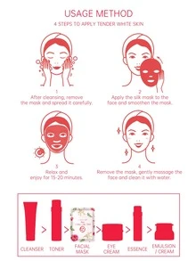 5 piezas Hoja facial rosa hidratante - Blanco - Ver 4