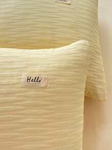 4入組套無填充物雙色被套1入組被套和1入組床單和2入組枕套極簡主義布藝字母拼貼裝飾床上用品套裝 - 黃色 - 查看 3