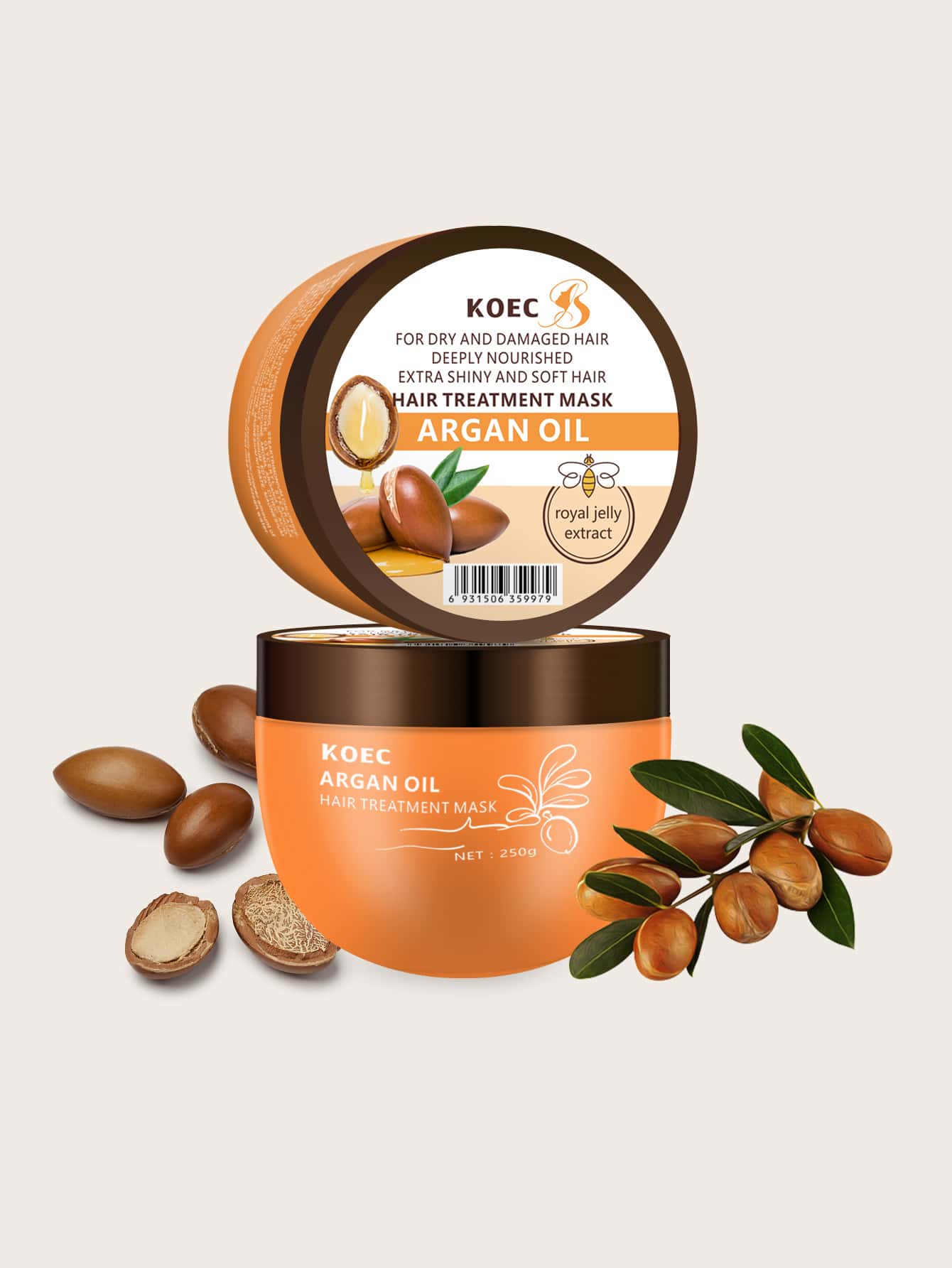 摩洛哥堅果油護髮片250G，乾性受損深層護髮素，染髮和漂白頭髮，保護和強化，促進蛋白質修復，強效修復深層補水 - 橘色 - 查看 1