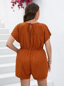 SHEIN Clasi Plus elvețian Dot Liliac cu mânecă nod barcel față