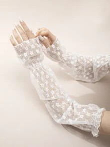 1 Cặp Nữ Rỗng Ra Tay Thêu Hoa Sang Trọng Cho Cuộc Sống Hàng Ngày - trắng - Xem 1