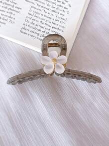 1入組女士花朵裝飾一字形時尚髮爪適用於日常 - 彩色 - 查看 3