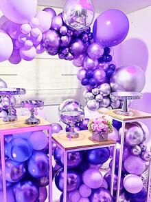20 piezas/set globo de látex de 12 pulgadas, globo decorativo liso metálico para fiesta - Morado - Ver 4