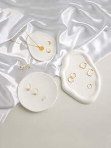 1 pieza Bandeja de joyería con diseño geométrico - Blanco - Ver 3