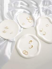 1 pieza Bandeja de joyería con diseño geométrico - Blanco - Ver 4