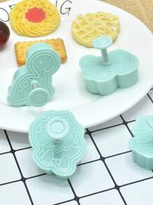 4入組/套PP曲奇印章卡通可愛恐龍設計曲奇壓模烘焙