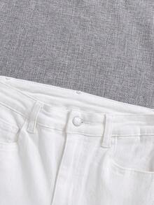 SHEIN Jeans rasgados y deshilachados para niño preadolescente - Blanco - Ver 4