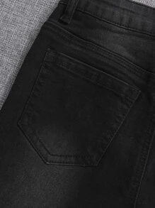 SHEIN Tween Boy Moustache Effect Roll Hem Denim Shorts