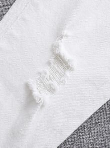 SHEIN Jeans rasgados y deshilachados para niño preadolescente - Blanco - Ver 10