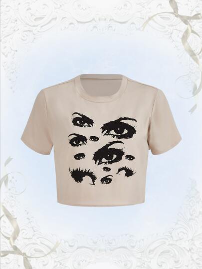 Eyes Graphic Crop Tee