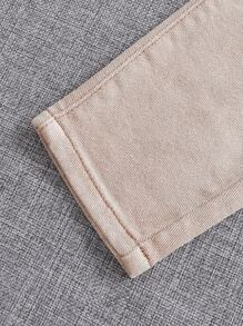 SHEIN 10-14歲男童斜口袋牛仔褲 - 卡其色 - 查看 4