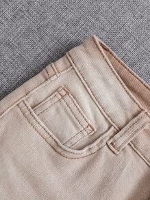SHEIN 10-14歲男童斜口袋牛仔褲 - 卡其色 - 查看 7