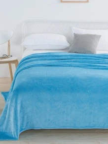 1pc Simple Solid Color Flannel Blanket, Soft And Warm Throw Blanket, Cozy For Home Use, Versatile For Sofa, Bedroom, Living Room, All Seasons, Machine Washable - Baby Blue - View 3