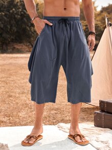 Manfinity RSRT Men Slant Pocket Capris Trousers - Dusty Blue - View 4