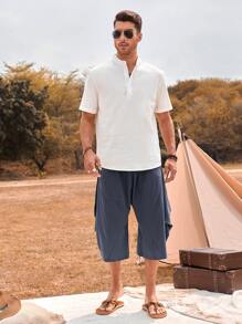 Manfinity RSRT Men Slant Pocket Capris Trousers - Dusty Blue - View 5