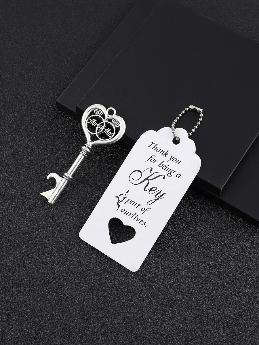 1 Hợp Kim Kẽm Corkscrew Với 1 Thẻ Và 1 Túi Bảo Quản, thiết Kế Chìa Khóa Sáng Tạo Dụng Cụ Mở Rượu Cho Nhà Bếp - Bạc - Xem 1