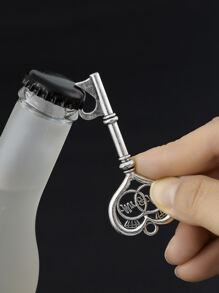 1 Hợp Kim Kẽm Corkscrew Với 1 Thẻ Và 1 Túi Bảo Quản, thiết Kế Chìa Khóa Sáng Tạo Dụng Cụ Mở Rượu Cho Nhà Bếp - Bạc - Xem 3