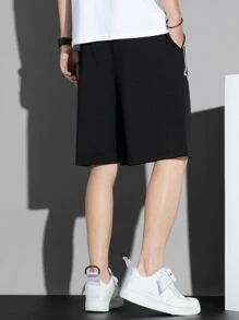 Manfinity EMRG Men's Loose-Fit Letter Graphic Shorts With Drawstring Waist - Black - View 2