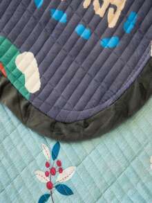 1pc Cartoon Bear & Heart Pattern Bedspread, Cartoon Animal Pattern Quilted Detail Quilt For Bedroom - Multicolor - View 3