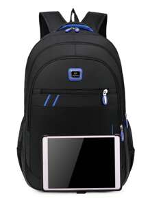 15英寸防水字母圖形筆記本電腦背包中號便攜式防水露營包帶 USB 充電端口給父親禮物書包書包書包書包學校背包筆記本電腦包電腦包書包帆布背包單肩包旅行包運動包書包學習用品高中高中學生大學生 初中生 中學生 研究生 大學生 學校大學生 商務戶外 徒步旅行 露營 運動 - 黑色 - 查看 4