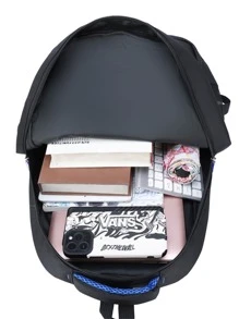 15英寸防水字母圖形筆記本電腦背包中號便攜式防水露營包帶 USB 充電端口給父親禮物書包書包書包書包學校背包筆記本電腦包電腦包書包帆布背包單肩包旅行包運動包書包學習用品高中高中學生大學生 初中生 中學生 研究生 大學生 學校大學生 商務戶外 徒步旅行 露營 運動 - 黑色 - 查看 6