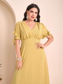 Modelyn Vestido de lunares amarre en manga pecho con fruncido - Amarillo - Ver 6