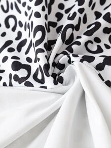 SHEIN LUNE Camiseta con estampado de leopardo de color combinado - Verde Oscuro - Ver 3