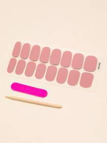 1sheet Solid Nail Art Sticker & 1pc Nail File & 1pc Stick Nail Stickers DIY - Multicolor - View 2