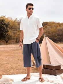 Manfinity Homme Lỏng lẻo Nam Màu thuần Áo sơ mi - trắng - Xem 3