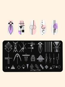 1pc Geometric Pattern Nail Art Template - Silver - View 1