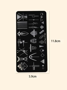 1pc Geometric Pattern Nail Art Template - Silver - View 3