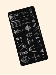 1pc Geometric Pattern Nail Art Template - Silver - View 4