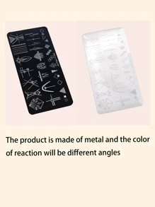 1pc Geometric Pattern Nail Art Template - Silver - View 5