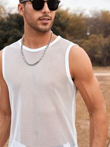 Manfinity RSRT Men Solid Tank Top & Geo Print Drawstring Waist Trousers - Multicolor - View 6