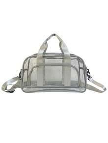 Contrast Binding Duffel Bag Clear PVC Waterproof Double Handle For Travel & Gym - Clear - View 4