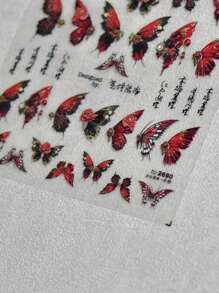 Bướm Đỏ Hoa Hồng 5D Nổi Dán Móng Tay Nghệ Thuật Dán Lưng Keo Dán Móng Tay Decal Dán Móng Tay DIY - Nhiều màu - Xem 3