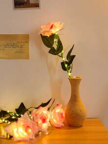 1pc Plastic Decoration Light, Romantic Flower Design Decorative Light For Home - Yellow - View 6