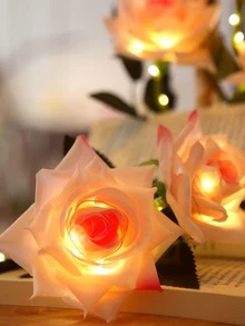 1pc Plastic Decoration Light, Romantic Flower Design Decorative Light For Home - Yellow - View 8