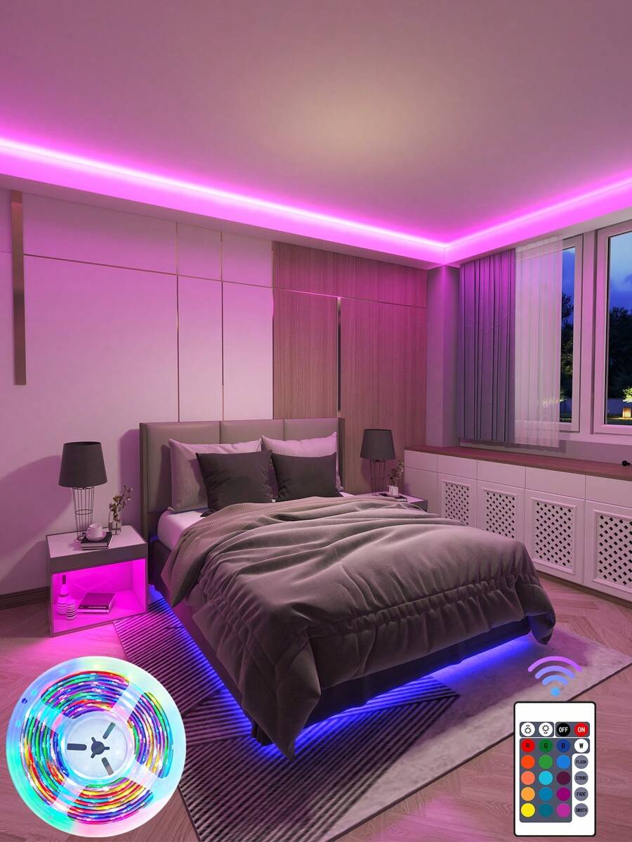 1pc 30/60/90/150 Led 1/2/3/5M Copper RGB LED Strip Light, Modern Led Strip Light With Remote Control For Living Room Decoration - Multicolor - View 1