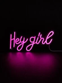 1入組PVC霓虹燈創意玫瑰紅色字母設計LED霓虹燈家用 - 粉色 - 查看 7