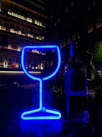 1入酒杯造型led霓虹燈,適用於臥室裝飾、生日派對、婚禮、節日、禮物、酒吧裝飾